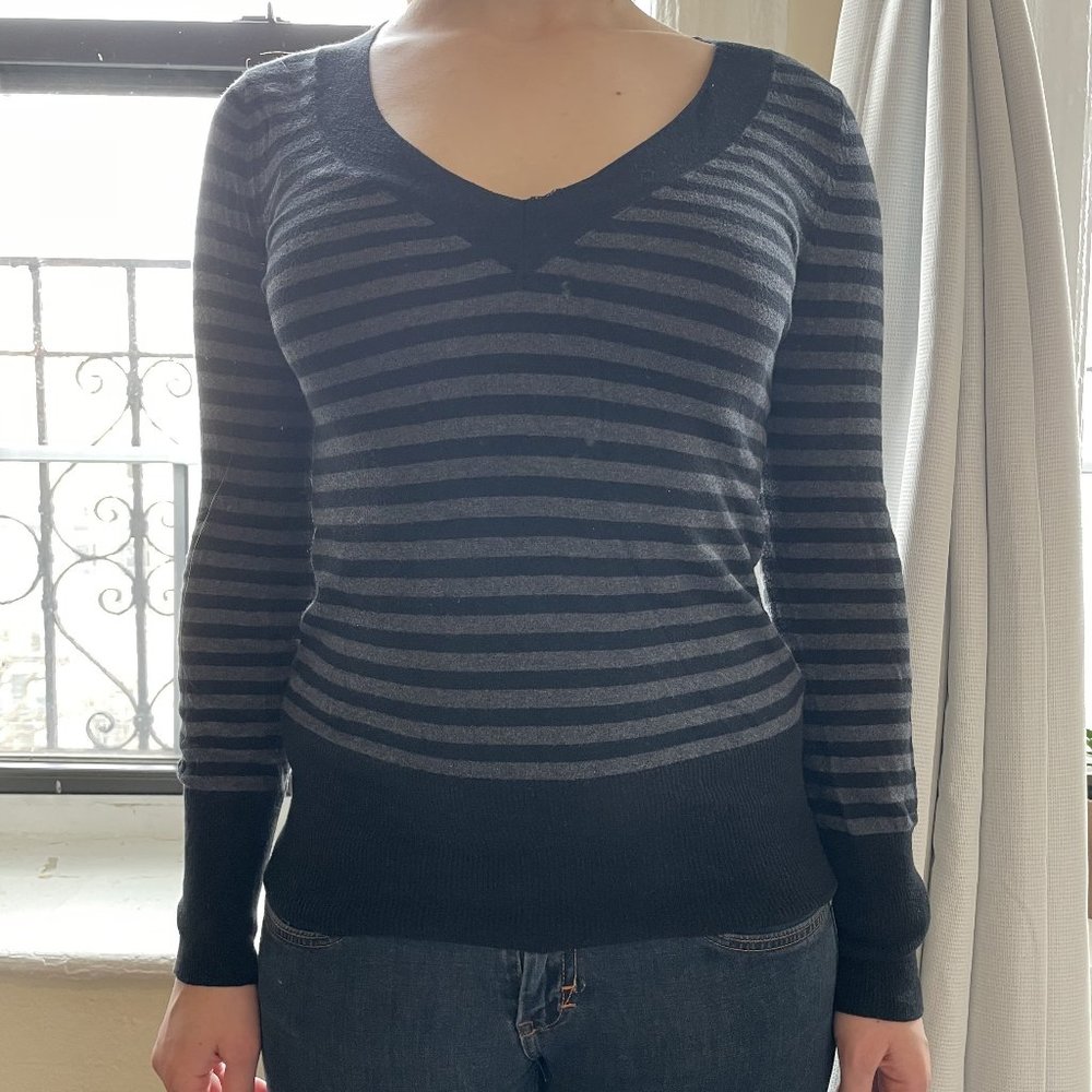 Cozy Striped Gray and Black Sweater